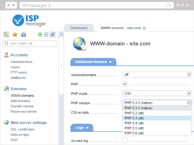 ISPmanager-control-panel